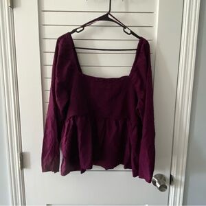 Old Navy Long Sleeve Magenta Blouse Size XXL Bohemian 88% Modal 12% Polyester